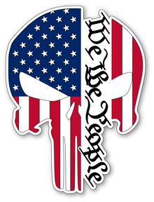 Punisher Skull American Flag "We The People" Vinyl Sticker