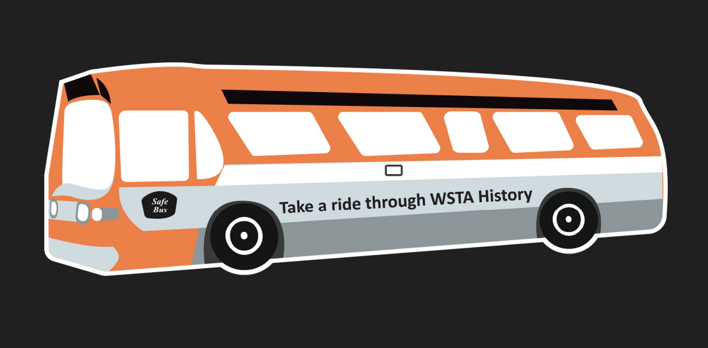 WSTA - "Take a ride through WSTA history" Orange Bus Vinyl Sticker