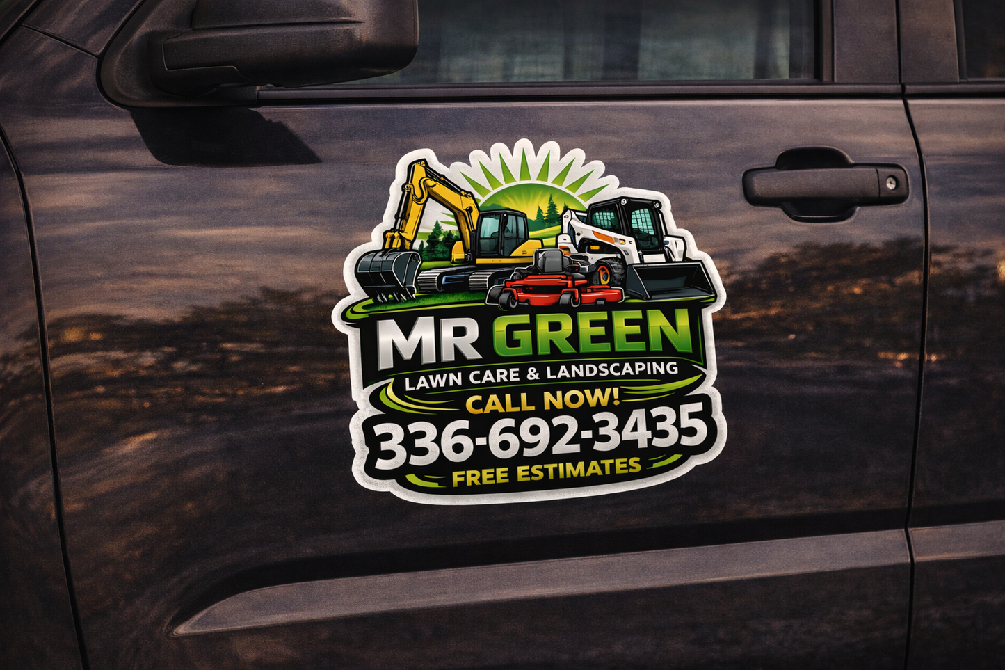 Mr. Green Lawn Care & Landscaping Door Decal (Set of 2)