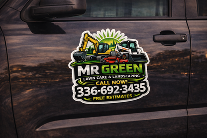Mr. Green Lawn Care & Landscaping Door Decal (Set of 2)